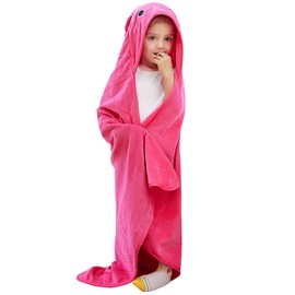 MICHLEY Hooded Baby Towels Animal Baby 0-6 Years Bath Essentials for Boys Girls Rose Red Big-Eyed Rabbit