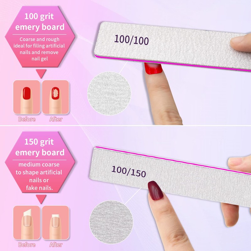Acrylic Nail Files 80/80 Grit Reusable Coarse Square Jumbo Nail