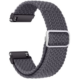 AidorMax 22 mm Nylon Braided Strap, Elastic Replacement Strap with Quick Release, Compatible with Smartwatches and Watches, Adjustable Watch Strap for Men and Women (Room Grey)
