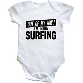 Hippowarehouse Out of My Way I'm Going Surfing baby vest bodysuit (short sleeve) boys girls