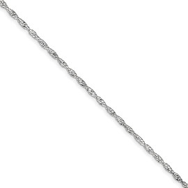 Saris and Things 925 Sterling Silver 2mm Singapore Chain Anklet with 1in Extender Length