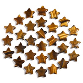 AWARDSEN 20 Pcs Tigers Eye Crystals Stars Gemstones and Crystals Set Healing Crystals Natural Meditation Stones Cute Polished Small Crystal Witchy Gifts for Women