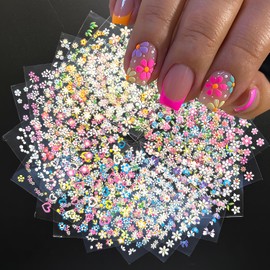 30 Sheets Flower Nail Art Stickers Self Adhesive Colorful Flower Nail Decals for Nail Art Designs Spring Summer Nail Decals Floral Daisy Heart Nail Supplies for Women Manicure DIY Decorations