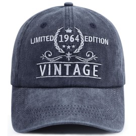 60th Birthday Gifts for Women Men, Funny Embroidered Limited Edition 1964 Hat, Mother Day 60 Year Old Birthday Decorations Baseball Cap Navy