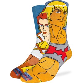 Good Luck Sock Men's Masters of the Universe, He-Man and Teela Socks, Adult, Shoe Size 8-13