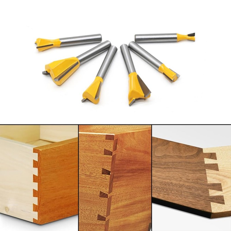 6 Pieces Dovetail Router Bits 1/4" Shank Woodworking Router Bit