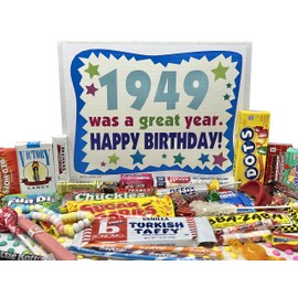 RETRO CANDY YUM ~ 1949 77th Birthday Gift Box of Nostalgic Candy Assortment from Childhood for 77 Year Old Man or Woman Born 1949