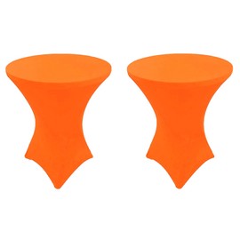 Gowinex 2 Pack Neon Orange 30 x 42 inches Cocktail Highboy Spandex Fitted Stretch Tablecloth Table Cover Wedding Event Party