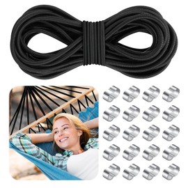 Rubber Rope 10 m, 8 mm Expander Rope with 20 Choke Clamps, Rubber Cord for Trailer Tarpaulin, Rubber Cord, Elastic Rubber Cord for Trailer Tarpaulin, Camping, Sailing, Tarpaulin Rope