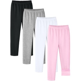Kiiavoro 4 Pack Girls Fleece Lined Leggings Cotton Kids Winter Warm Leggings Thick Thermal Tights Pants, Set C 10-12Y