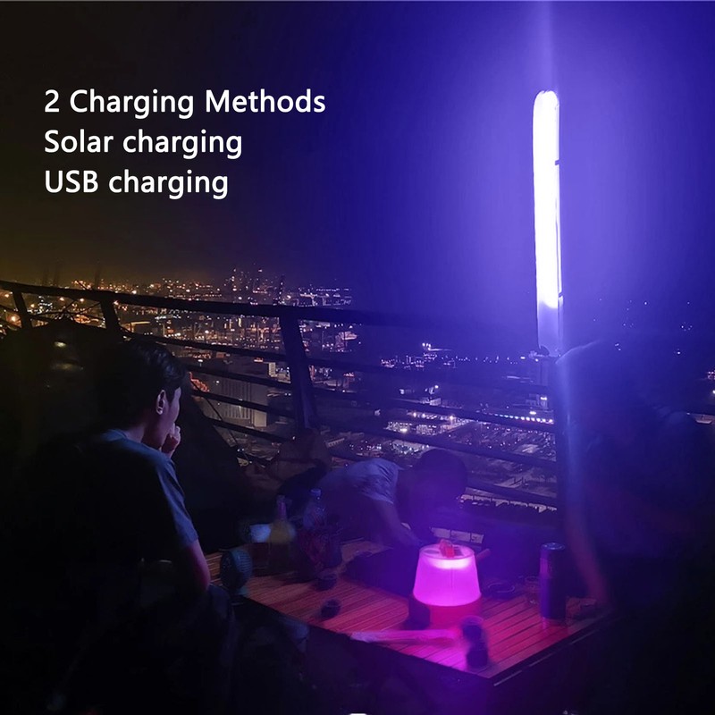 Inflatable Camping Light Tube Solar Power USB Powered Strong Magnetic