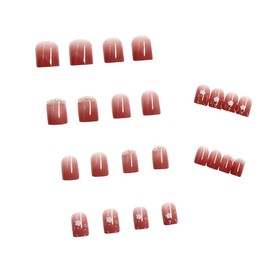 24 Pcs Removable Pearl Decorative Solid Color Nail Tips Solid Color Nail Tips Small White Flowers