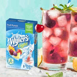 Wyler's Light Singles To Go Powder Packets, Water Drink Mix, Fruit Punch, 8 count/single serving (Pack of 12)