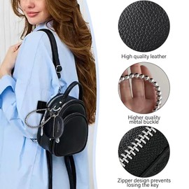 AOWVUTS Schlüsseletui Leder klein für Damen Anhänger für Handtaschen Schlüsseltasche Schwarz Schlüsselmäppchen Taschenanhänger Mini Schlüsselanhänger Halter für Autoschlüssel und Hausschlüssel