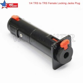 Universal 1/4 TRS to TRS Female Black Solderless Locking Jack Plug  for D Panel Mounting