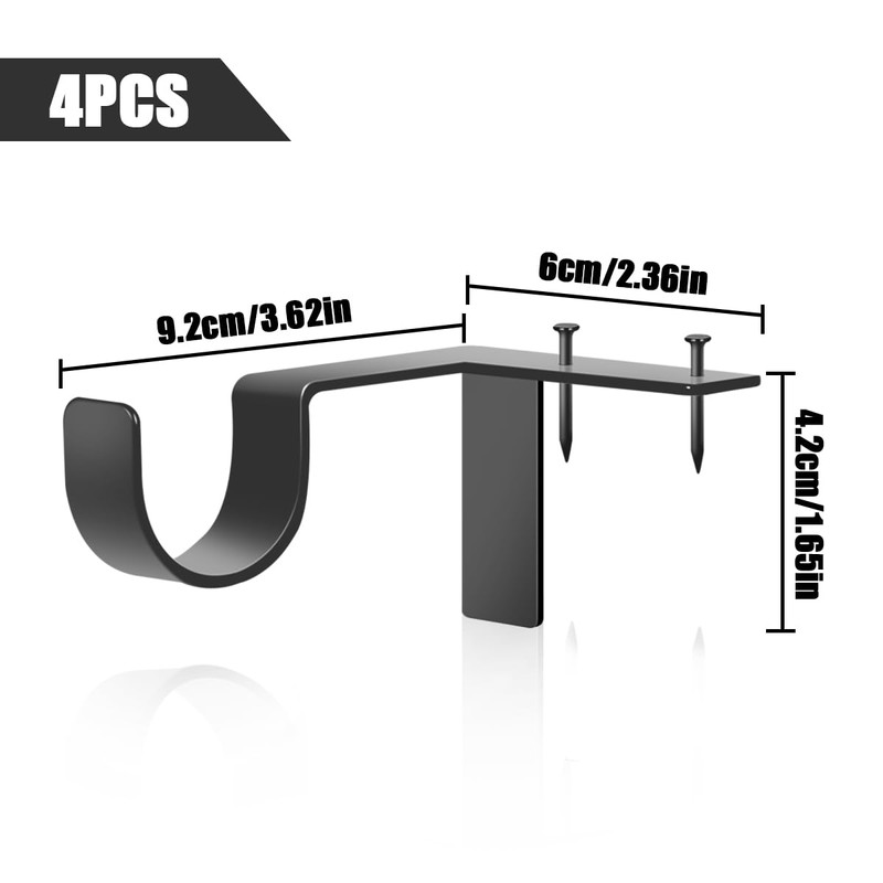 HAIKING Curtain Rod Bracket, 4 PCS Adjustable Curtain Rod Holders