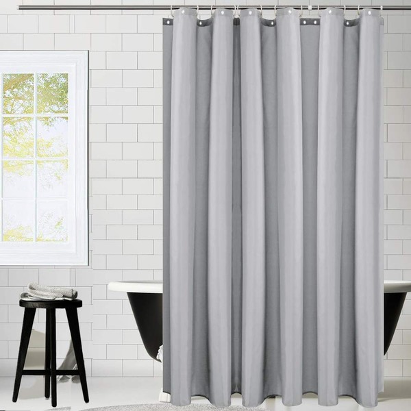 KIPIDA Textile Shower Curtain, Anti Mildew, Waterproof, Washable, Anti-Bacterial Polyester Fabric, With 8 Shower Curtain Rings