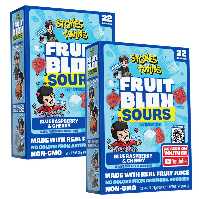 Fruit Blox Sours Blue Raspberry & Cherry Fruit Snacks, 2