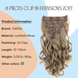 CAISHA XXL 15" 8 Pieces Set Clip In Extensions Hair Extension Hairpiece Voluminous Wavy Dark Blonde Mix CES119-1