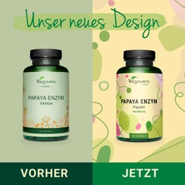 Vegavero Papaya Enzyme Vegavero? | High dosage: 2,100 mg pure papain per daily dose | High enzyme activity: 100,000 units/g | Naturally derived from the fruit | 120 capsules | Vegan & without additives