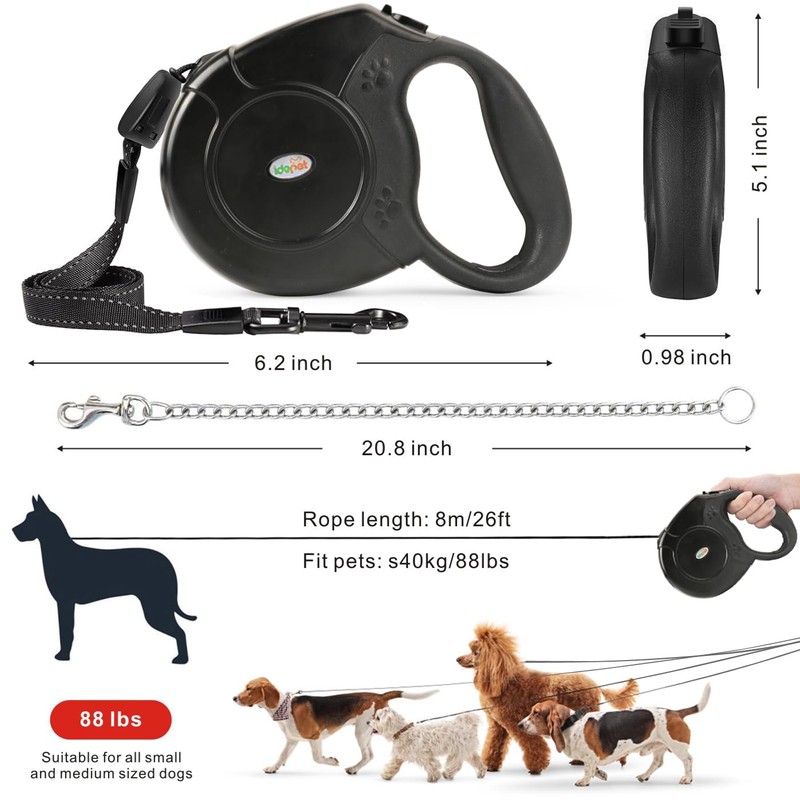Idepet Heavy Duty Retractable Dog Leash for Small and Medium