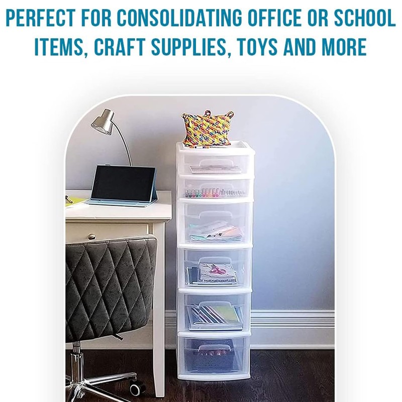 Homz Clear Plastic 4 Drawer Medium Home Organization Storage Container