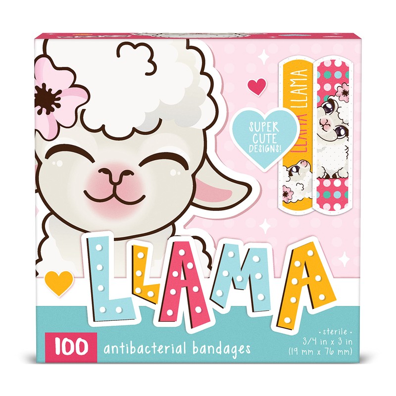 Llama Kids Bandages, 100 ct | Wear Like Stickers, Adhesive