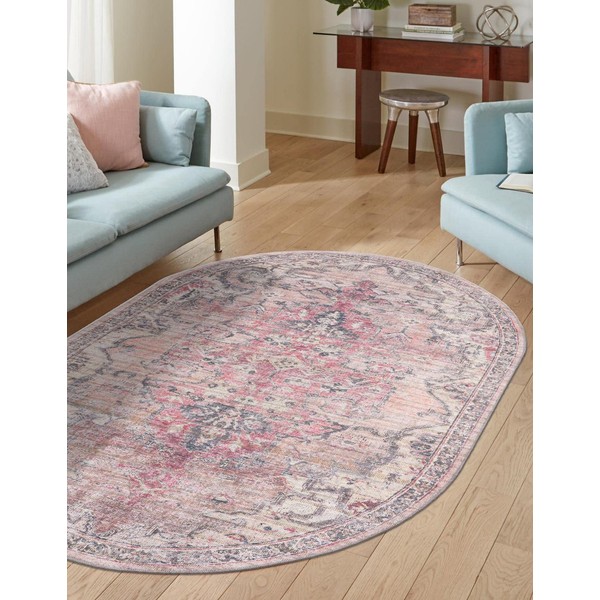 Rugs.com Nostalgia Washable Collection Rug – 6' x 9' Oval
