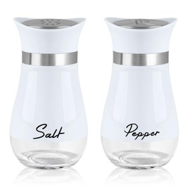 Accmor Salt and Pepper Shakers Set, 4 oz Stainless Steel Salt Pepper Shaker Containers with Glass Bottom for Kitchen Cooking, BBQ, Bar, Table, RV, Camp