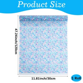 CRASPIRE Shell Pattern Clear TPU Jelly Faux Leather 11.8 x 47.2 inches Ocean Transparent PVC Printed Faux Leather Roll Waterproof for Cosmetic Bag Bows Earrings Making DIY Projects