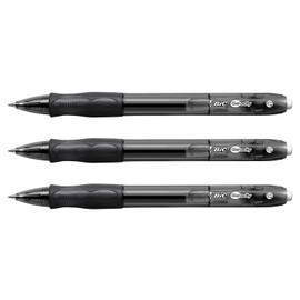 BIC Gel-ocity Retractable Gel Pen Medium Tip 0.7mm Black (Pack of 3)