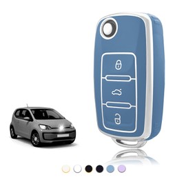 TOOMUME Key Cover TPU Car Key Case Fits VW Volkswagen Golf 4/5/6 Polo Up Jetta Caddy Beetle Multivan T5 Seat Ibiza Leon Skoda Fabia, Key Cover Protection Key Shell – Flip Key