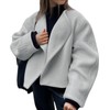 Tankaneo Women Oversized Cropped Pea Coats Lapel Open Front Jackets
