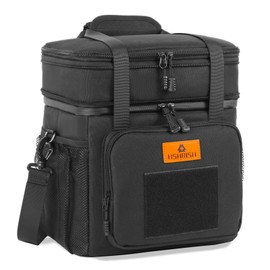 HSHRISH Tactical Lunch Bag, Double Layer Insulated Cooler Bag for Men Adults Waterproof Leakproof Durable Lunch Bag for Work Picnic Outdoor Black