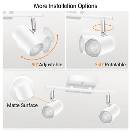 BoostArea 2-Light Track Lighting Kit, LED Track Lighting with GU10 Socket, Flexibly Rotatable Light Heads, Modern Track Lighting Fixtures Ceiling for Kitchen, Bedroom, Living Room, Bulb Not Included