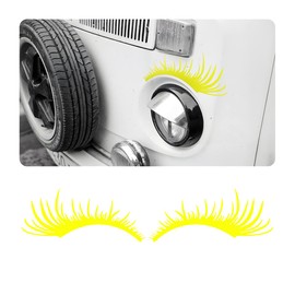 Eyelash Decal for Car Headlight, 2 Pairs Auto Bumper Window Eyelashes Stickers, Car Body Sticker Decoration, Waterproof Decals for Vehicle Door Trunk Tail, Cover Scratches (Yellow)