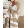Saodimallsu Womens Striped Long Cardigan Sweaters Open Front Oversized Chunky