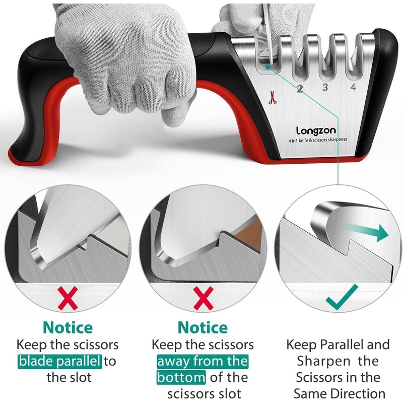 Mueller 4-in-1 Knife Sharpener [4 Stage] with a Pair of