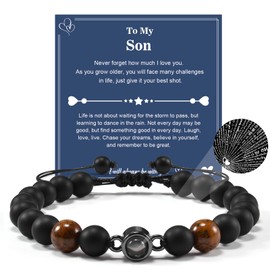 YELUWA To My Son Bracelet Son Gifts from Mom, Gifts for Teenage Teen Boys Ideas 13 15 14 16 18 12 Year Old Birthday Easter Confirmation Valentines Day Cool Stuff Things for Guys Teens Boys Bracelet
