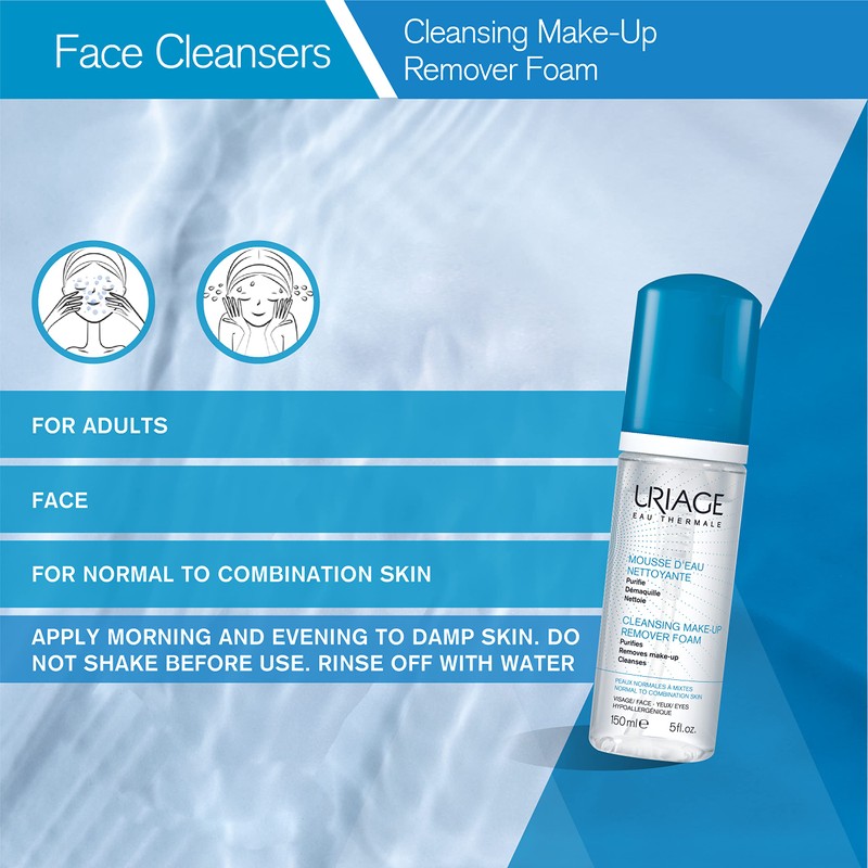 Uriage Eau Thermale Cleansing Make-Up Remover Foam, 150 ml