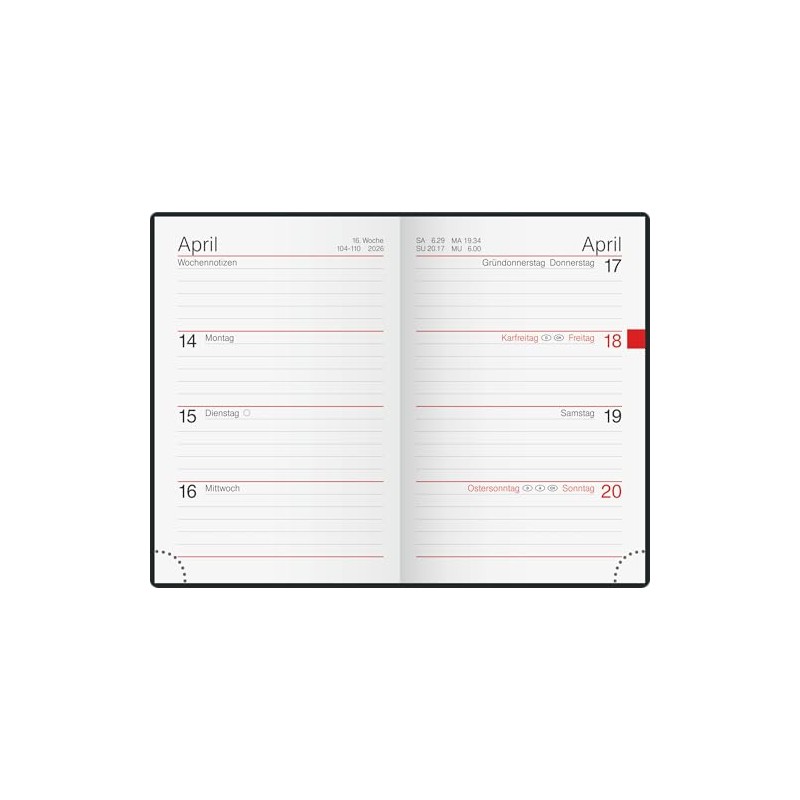 rido/idé Taschenkalender Mod. partner/Industrie I 2026 | A7, Kunststoff, schwarz