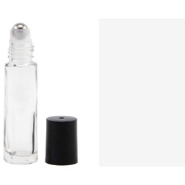 10 ml. Thick Glass Roll on Bottle with Steel Roller. Perfect for Essential Oils Aromatherapy, Perfume and Cologne. Pipettes Included