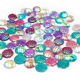 300 Pieces Magic Gradient Fish Scale Patches Rainbow Fish Decoration Mermaid Table Decoration Colorful Mermaid Beads Mermaid Jewelry