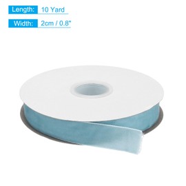 QUARKZMAN Velvet Ribbon 3/4 Inch x 10 Yard Single Sided Roll Silky Velvet Fabric for Bouquets DIY Crafts Gift Packaging Wedding Party Light Blue