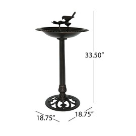 Heemab Charming Outdoor Bird Bath for Enchanting Garden Experiences, Rust-Proof Aluminum and Sturdy Iron, Antique Bronze Finish