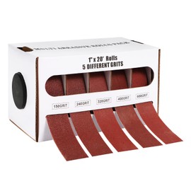 5 Grits Emery Cloth Roll, Multiple Grit Sizes, Abrasive Sandpaper Roll with Dispenser, 150 240 320 400 600 Grit Sandpaper Assortment, Wet Emory Cloths for Wood Furniture Metal Automotive (6Meters)