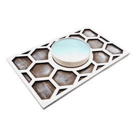 Nest Thermostat Decorative Wall Plate Honeycomb White, Brown Natural Hard Wood