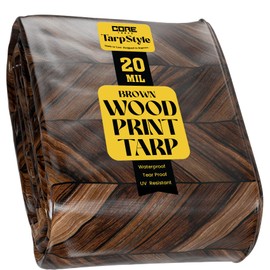 Core Tarps Extreme Heavy Duty 20 Mil Tarp Cover, Waterproof, UV Resistant, Rip and Tear Proof, Poly Tarpaulin with Reinforced Edges for Roof, Camping, Patio, Pool, Boat (Brown Wood/Black 8′ X 10′)