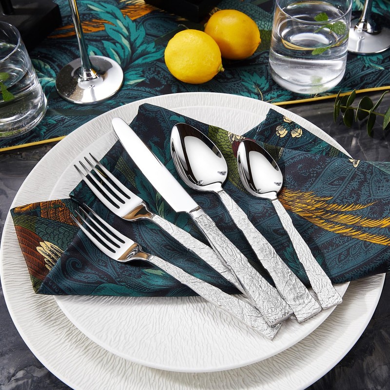 KEAWELL Premium Lava Silverware Set – 18/10 Stainless Steel Flatware,