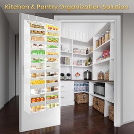 HOMELUX THEORY UPGRADED 6 Tiers Over The Door Organizer Hanging - 100D EXTRA THICK & 50lbs HUGE CAPACITY, 12 Side Mesh Pockets Over The Door Shoe Organizer, Hanging Closet Organizer (Ivory, XL)